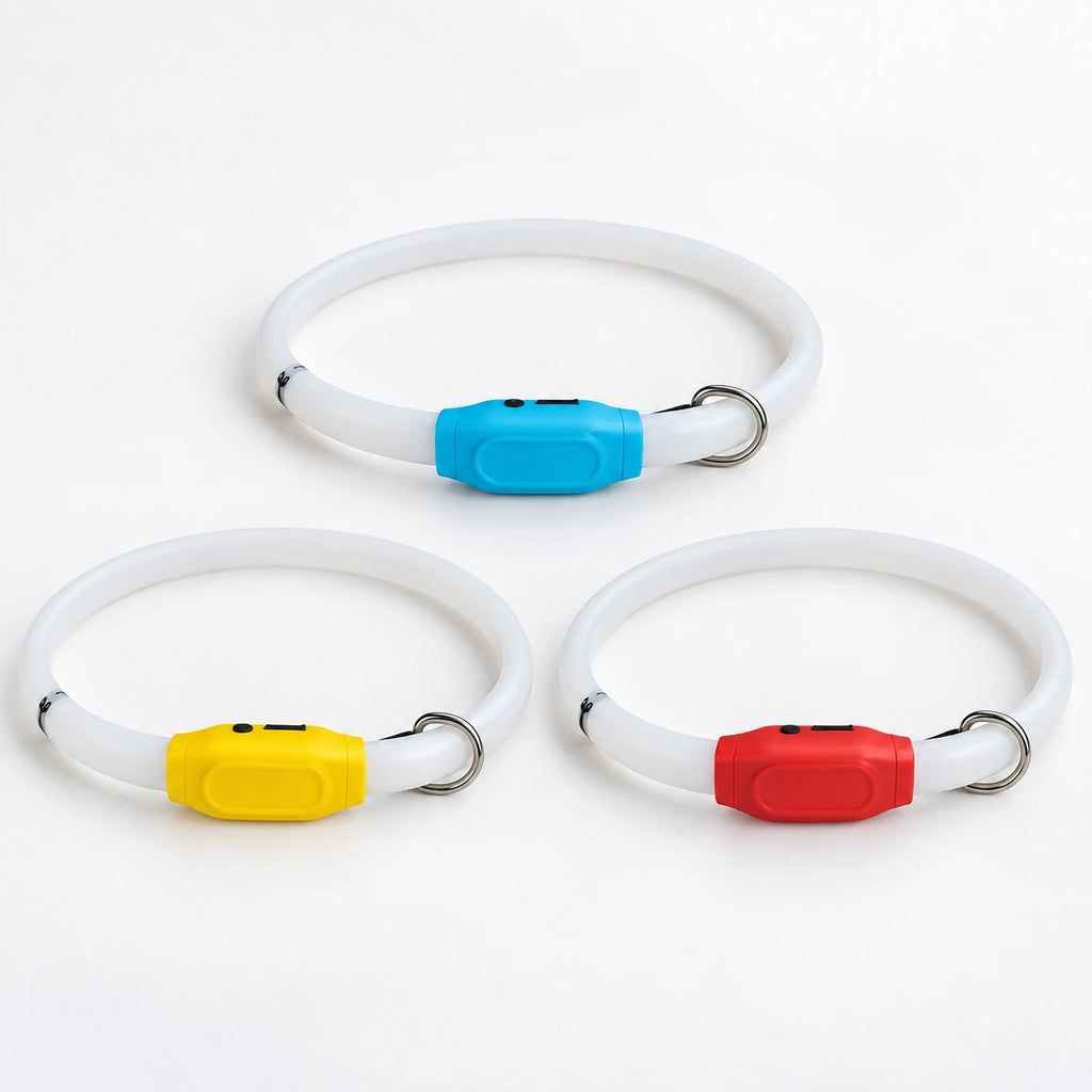 Rechargeable LED Dog Collar for Night Walks – 12 Light Modes