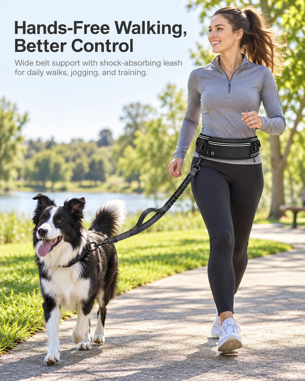 Hands-Free Dog Walking Belt & Bungee Leash