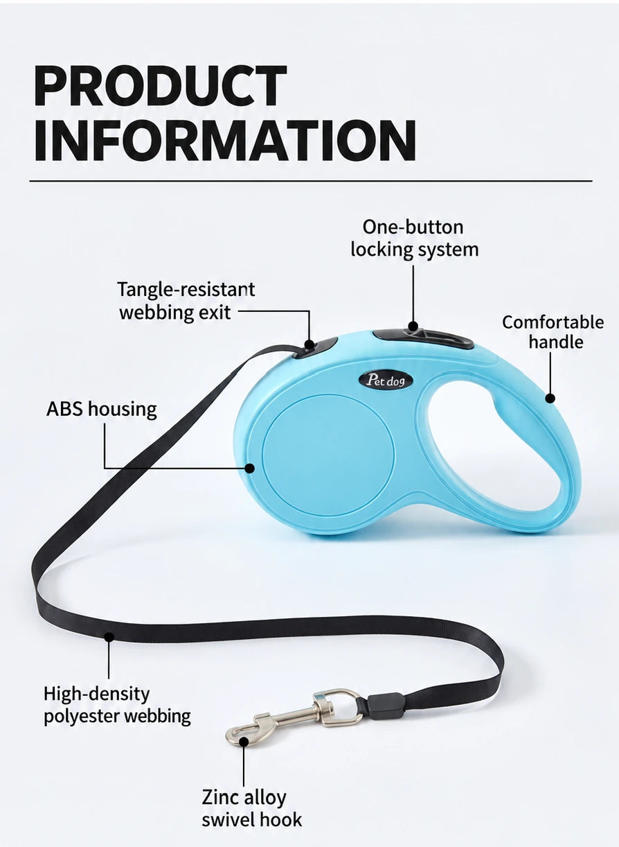Retractable Dog Leash – 3M/5M Adjustable Outdoor Lead