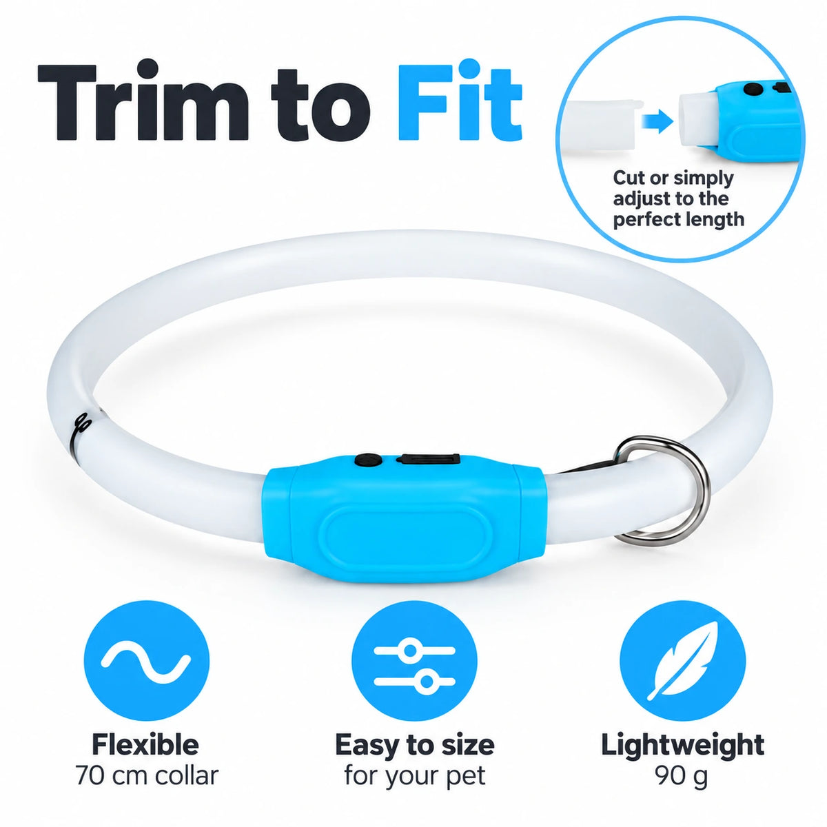 Rechargeable LED Dog Collar for Night Walks – 12 Light Modes