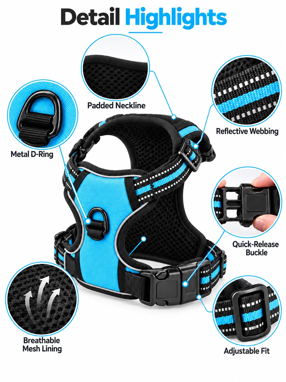 Reflective Dog Harness & Leash Set