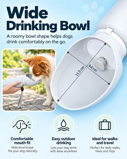 550ml Foldable Dog Water Bottle with Built-In Bowl