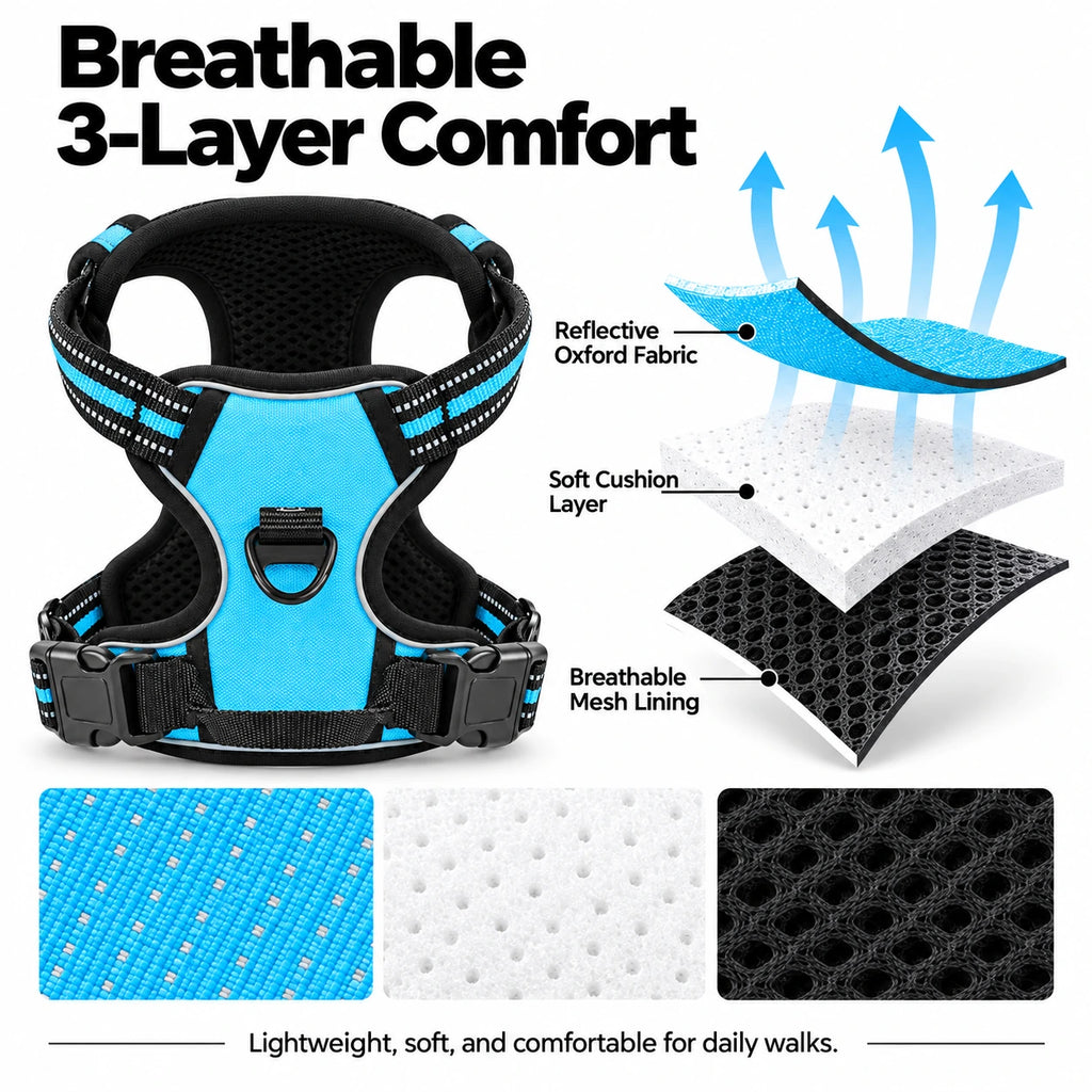Reflective Dog Harness & Leash Set