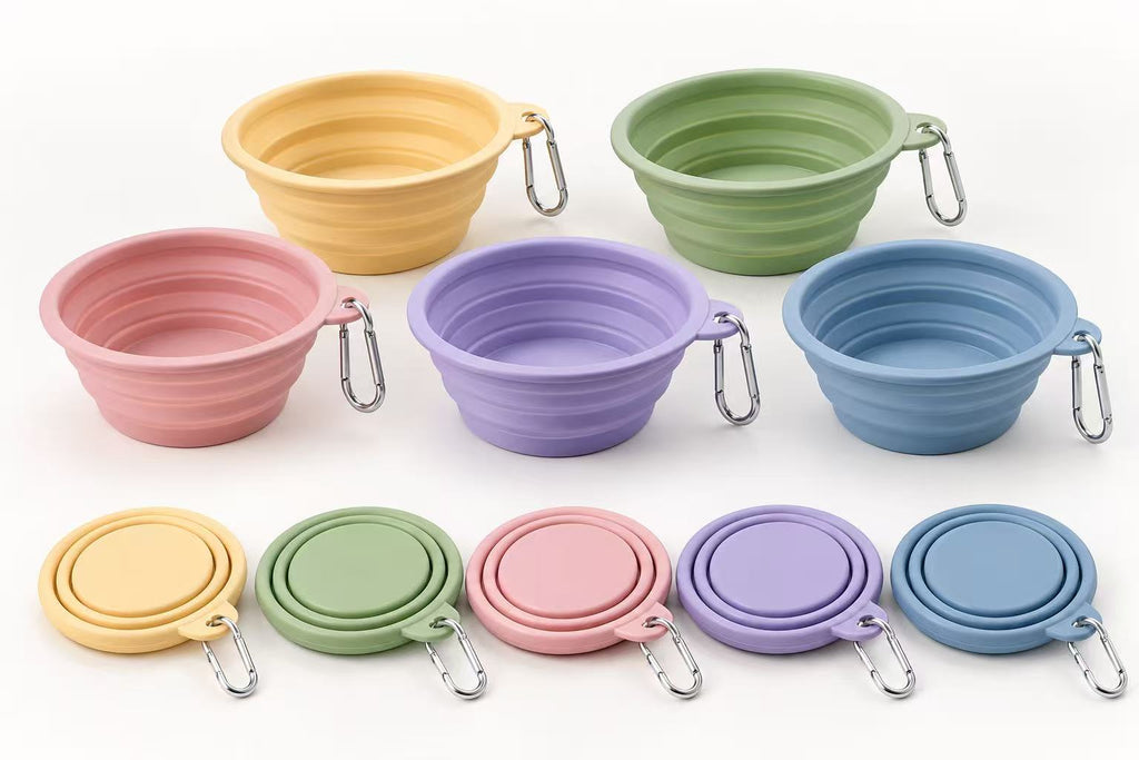 Collapsible Silicone Dog Bowl with Carabiner