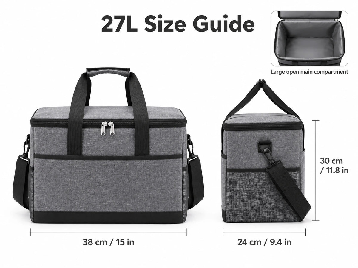 27L Insulated Cooler Bag – Gray