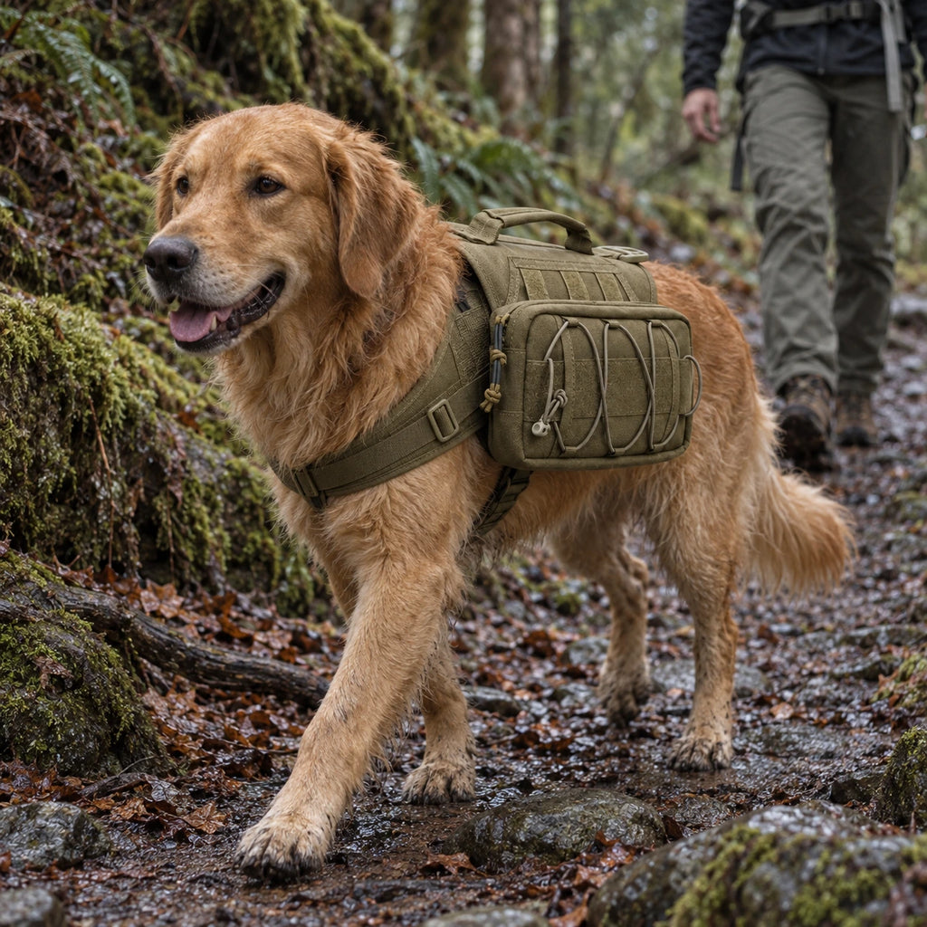 Outdoor Dog Hiking Backpack Harness with Side Pouches