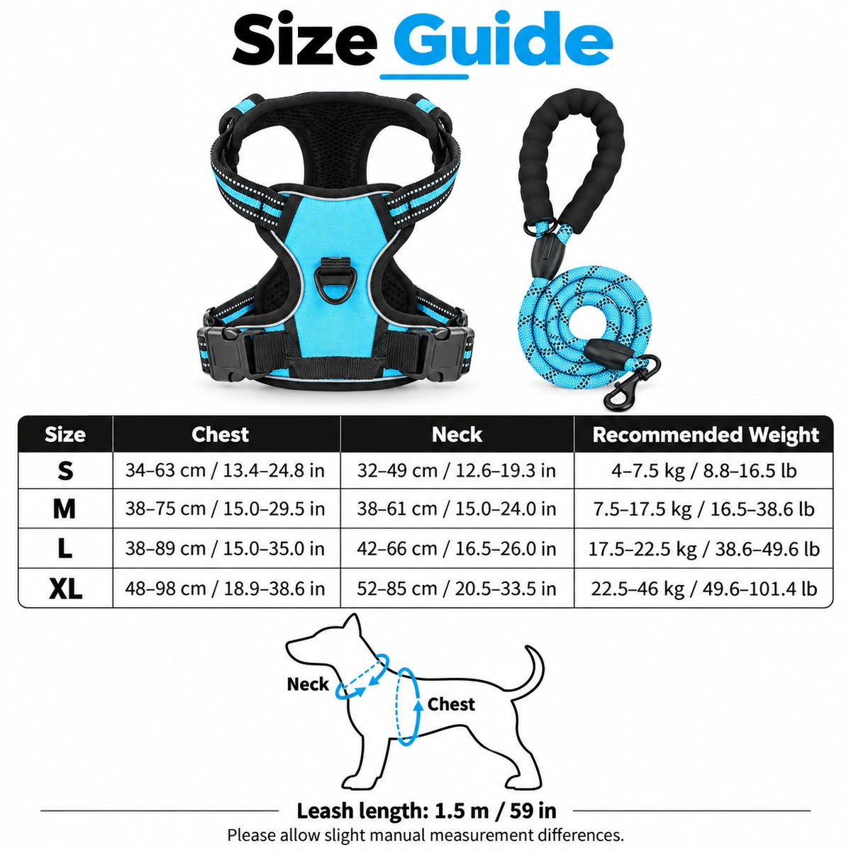 Reflective Dog Harness & Leash Set
