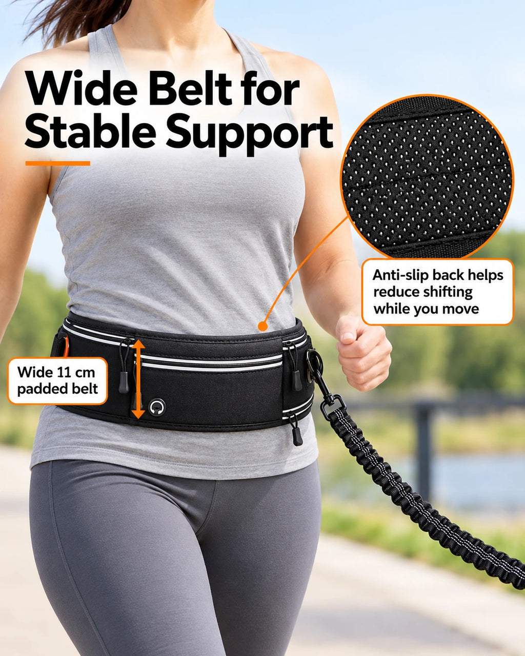 Hands-Free Dog Walking Belt & Bungee Leash