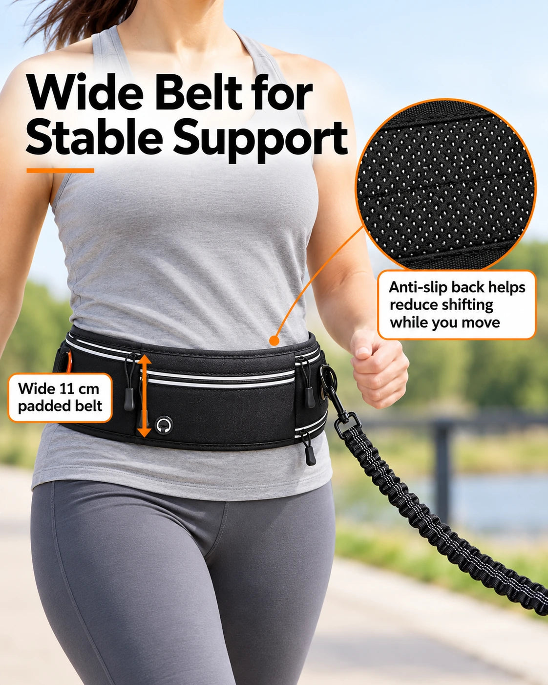 Hands-Free Dog Walking Belt & Bungee Leash