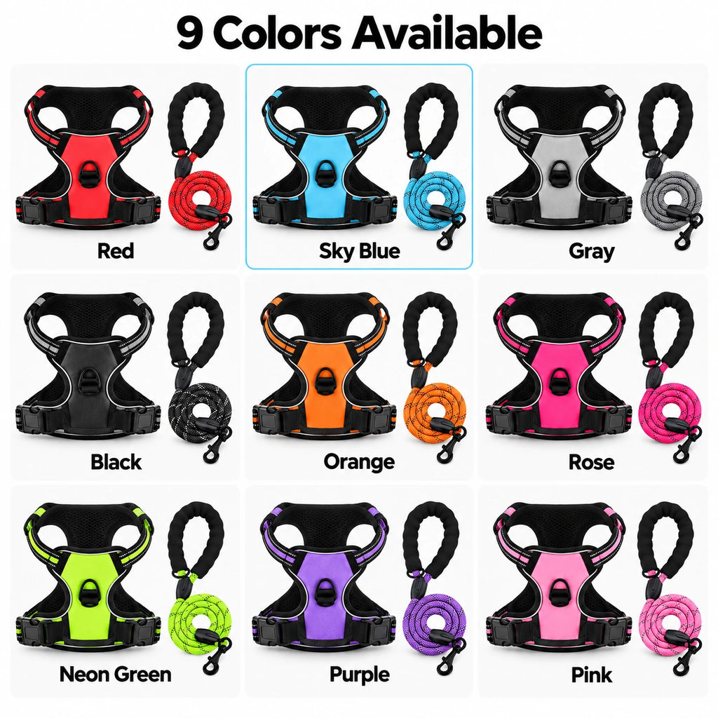 Reflective Dog Harness & Leash Set
