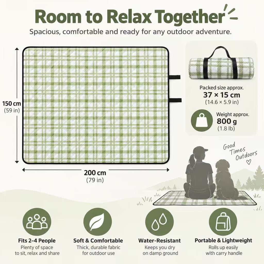 Water-Resistant Outdoor Picnic Mat for Dogs – 150 × 200 cm