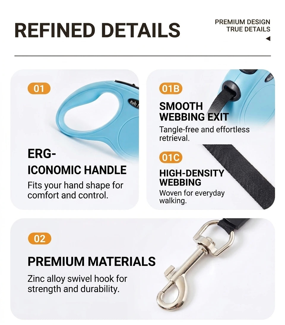 Retractable Dog Leash – 3M/5M Adjustable Outdoor Lead