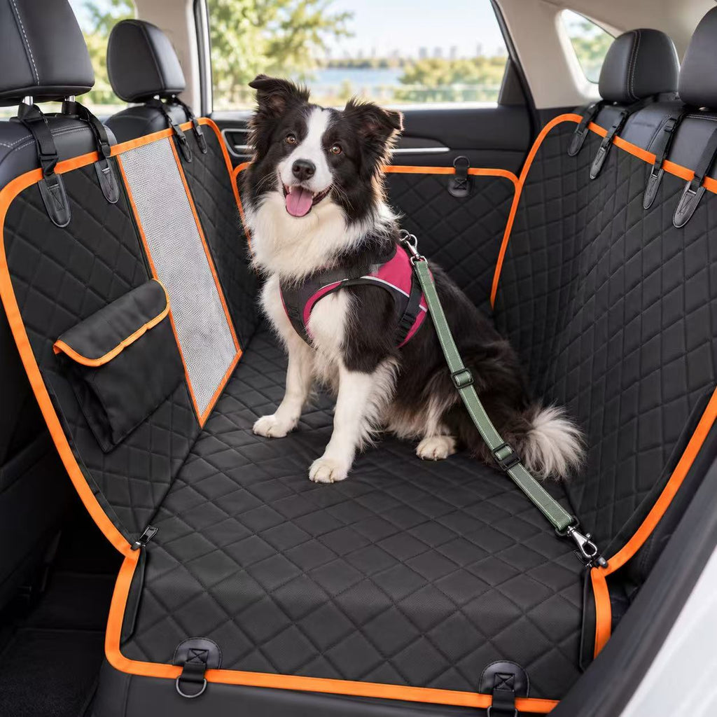 Water-Resistant Dog Car Seat Cover with Mesh Window & Side Flaps